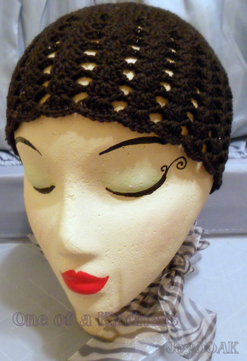 Black Unisex 100% Cotton Crochet Skullcap Hat