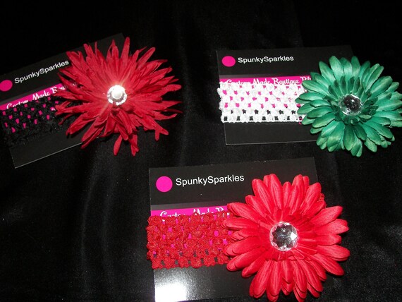Christmas Jeweled Flower Hair Clips--Set of 3--Featuring Jeweled Christmas Star Flower