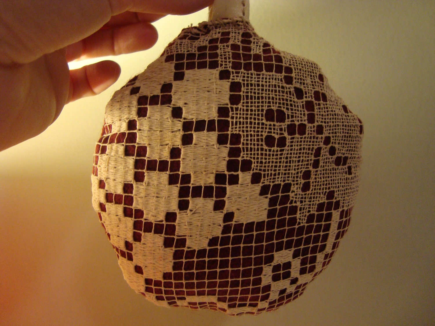 Felt Christmas Ornament with Antique Lace