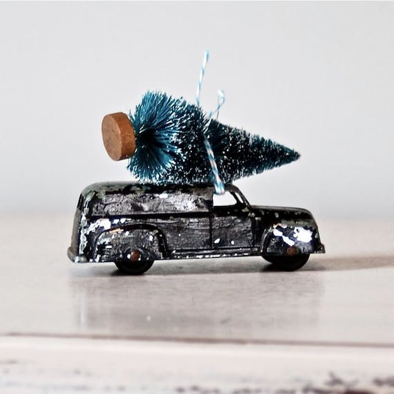 Toy Car Hauling Bottle Brush Tree