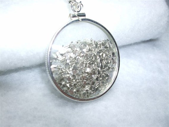 Locket - Glass - Double Sided - Sterling Silver - Shards - Slivers - Filled - Movement - Necklace - Shake Collection