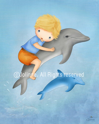 Boys room decor dolphins wall art children art prints nursery decor