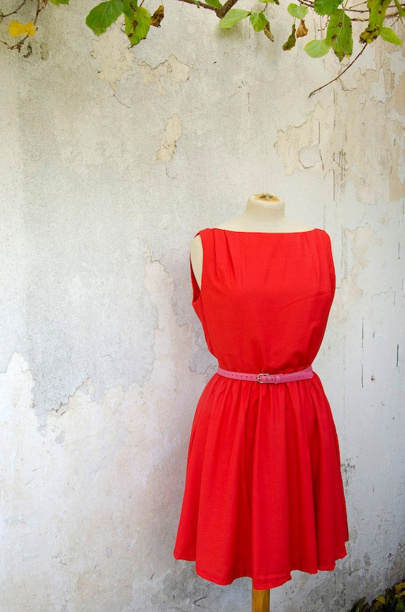 Red Orange Vintage Inspired Dress