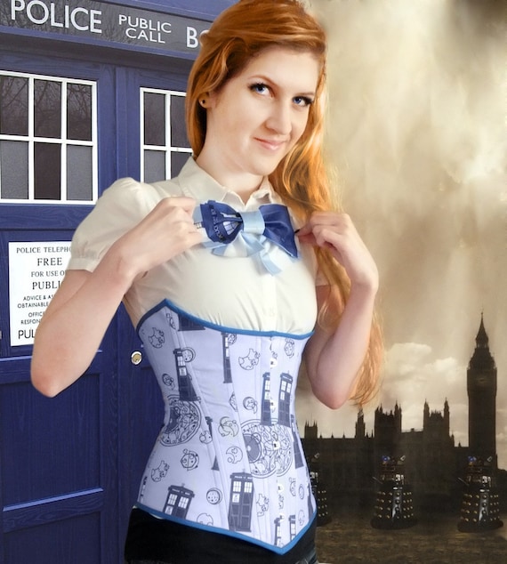 Tardis Corset- blue underbust corset, steel boned, custom made, doctor who inspired by CoresetWonderland