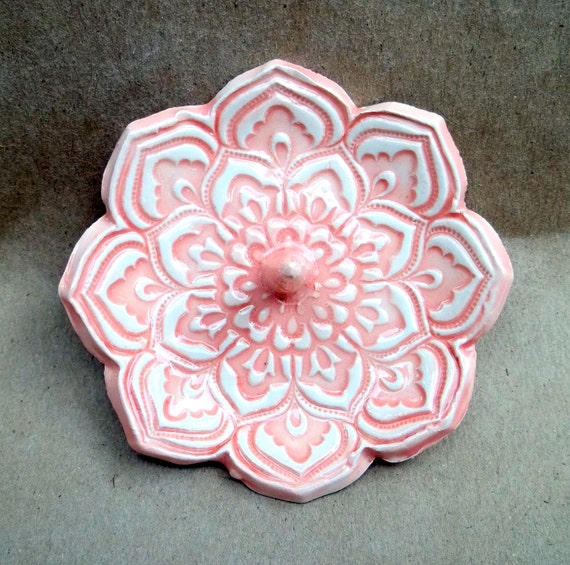 Coral Lotus Ceramic Ring Holder Bowl