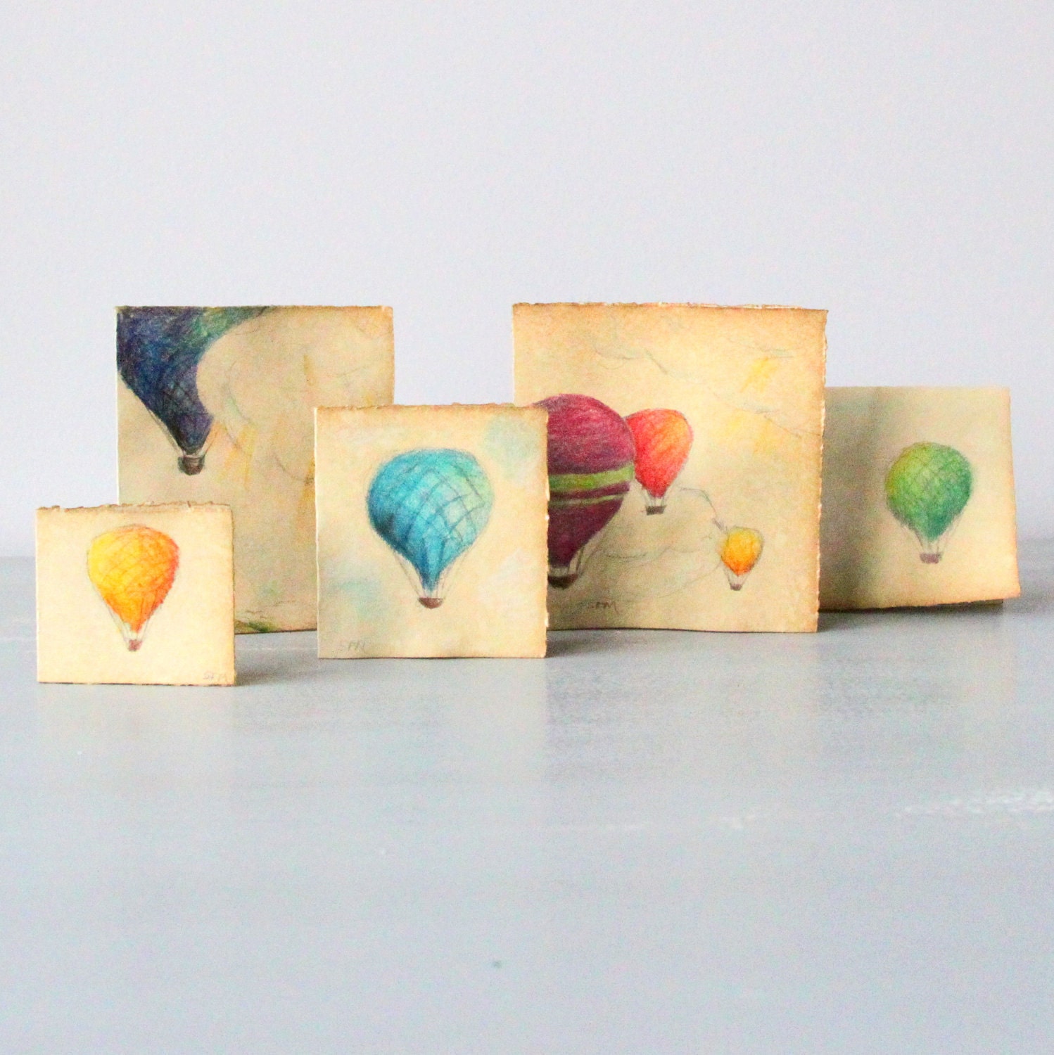 Hot Air Balloon Note Cards - set of 5