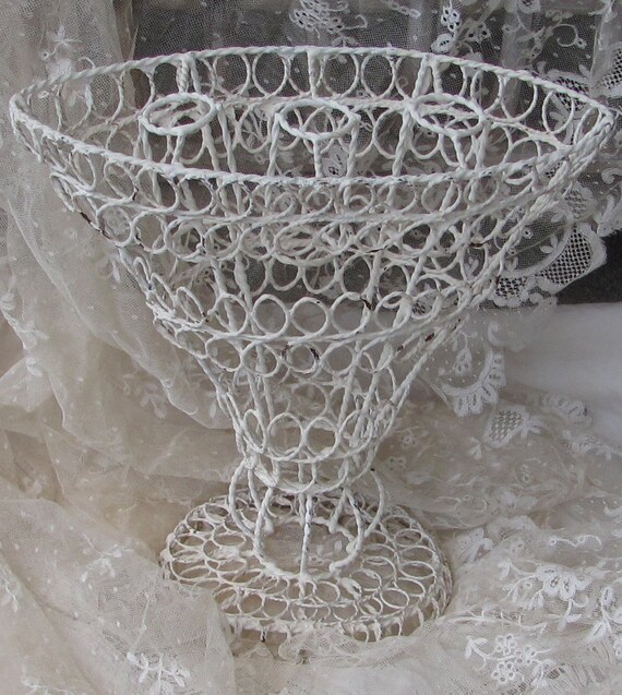 Metal Mesh Vase Distressed Chippy  by My Broken Art on Etsy