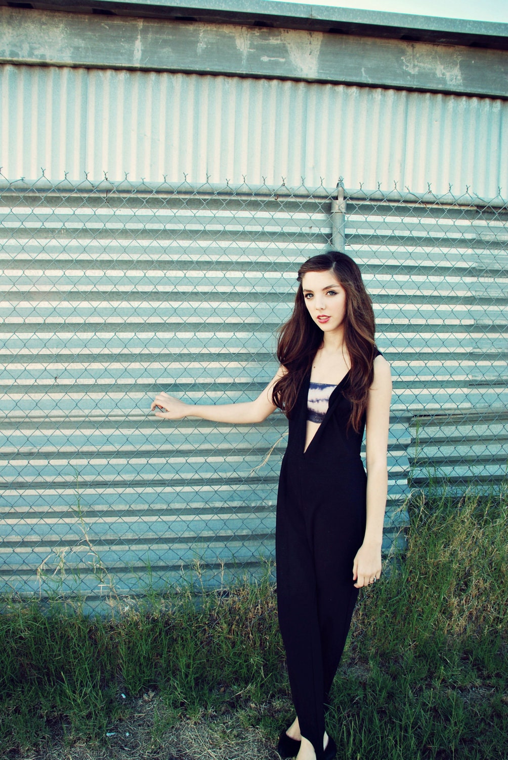 80s Spandex Stirrup Jumpsuit Black