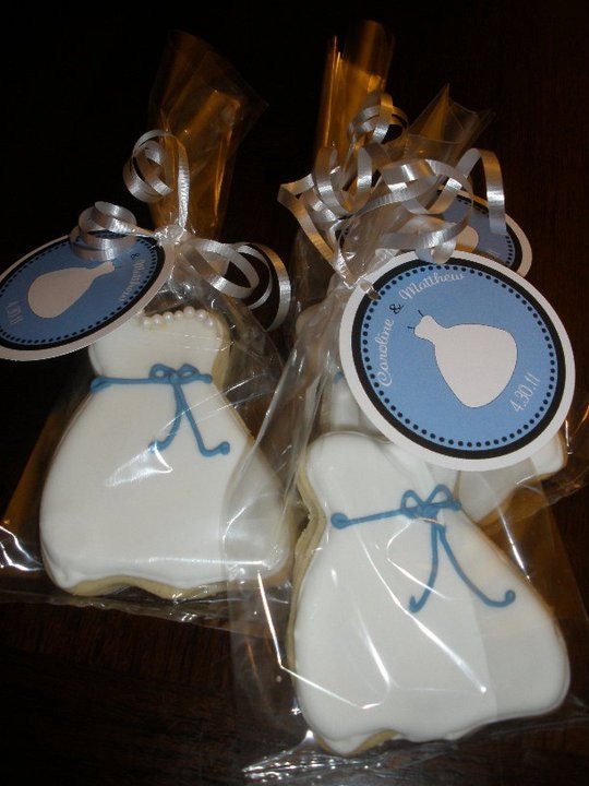 Wedding Dress Sugar Cookie Favors zoom Tiffany blue ribbon tags to say 