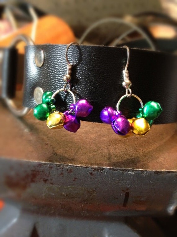 Mini Mardi Gras Bell Dangle Earrings