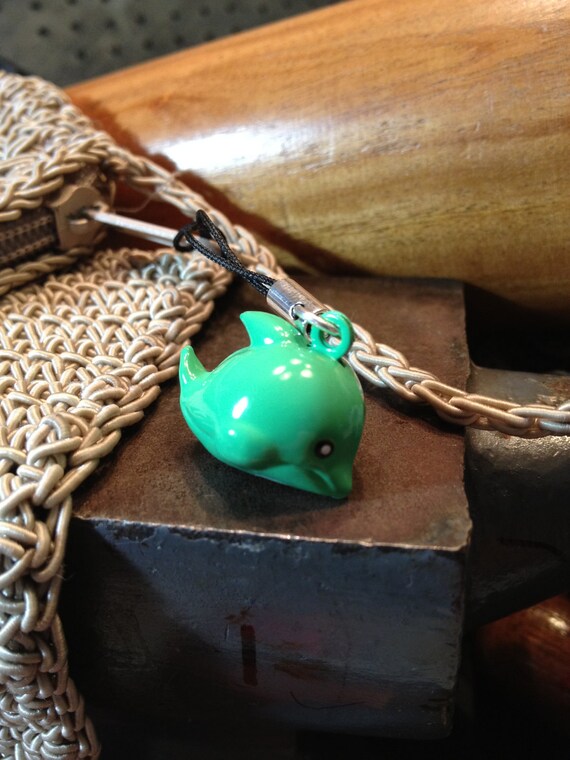 Cute Blue Whale or Dolphin Bell Charm for Cell Phone, Zipper or Keychain