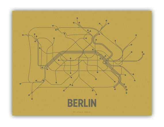 Berlin Lineposter Screen Print - Ochre/Gray