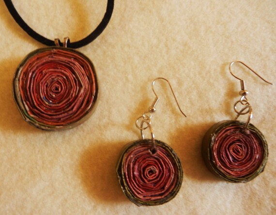 Magazine Jewelry Necklace and Earrings