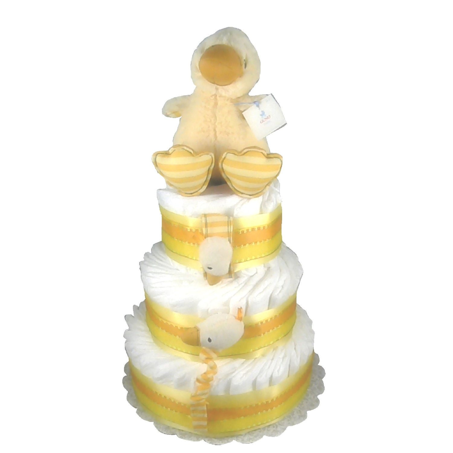3 Layer - Duckens Silly Stripes Duck Baby Shower Diaper Cake