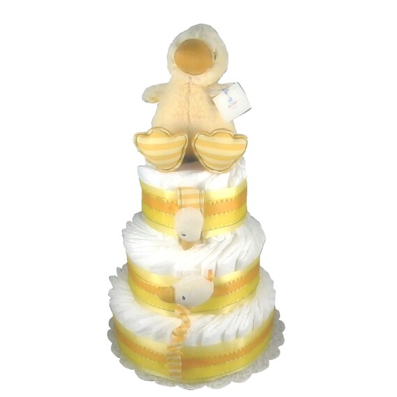 3 Layer - Duckens Silly Stripes Duck Baby Shower Diaper Cake