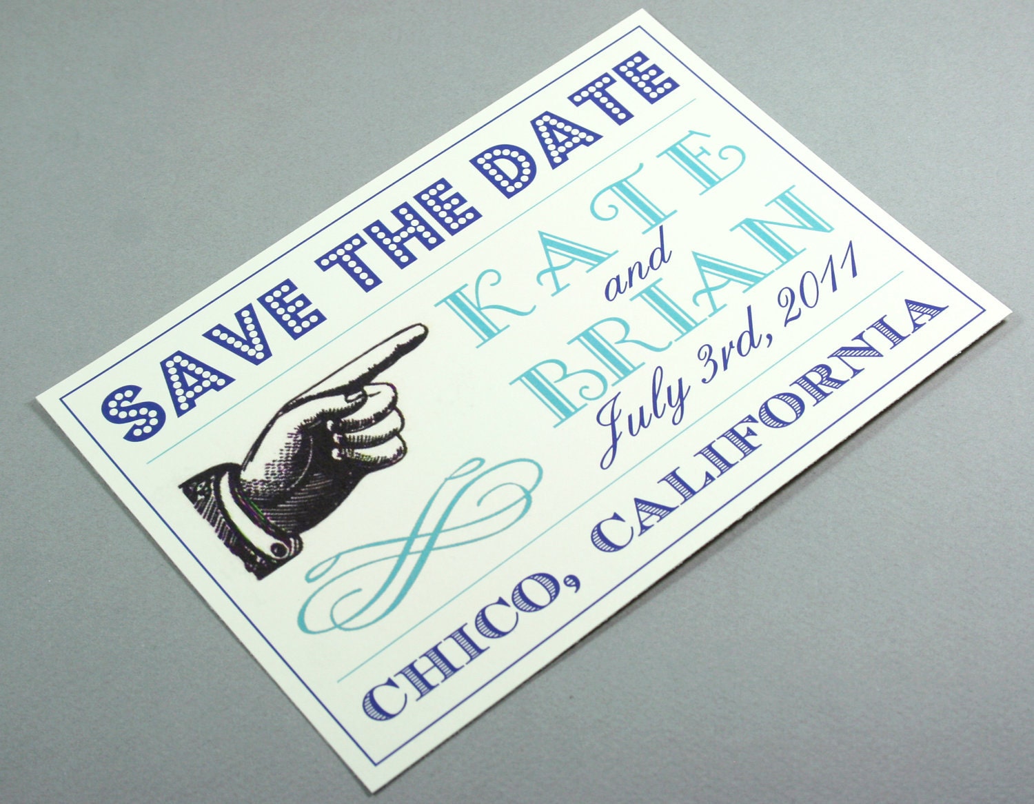 Vintage Fonts Oversize Save The Date Card: customize the colors