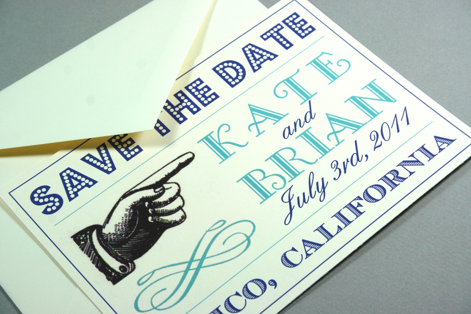 Vintage Fonts Oversize Save The Date Card: customize the colors