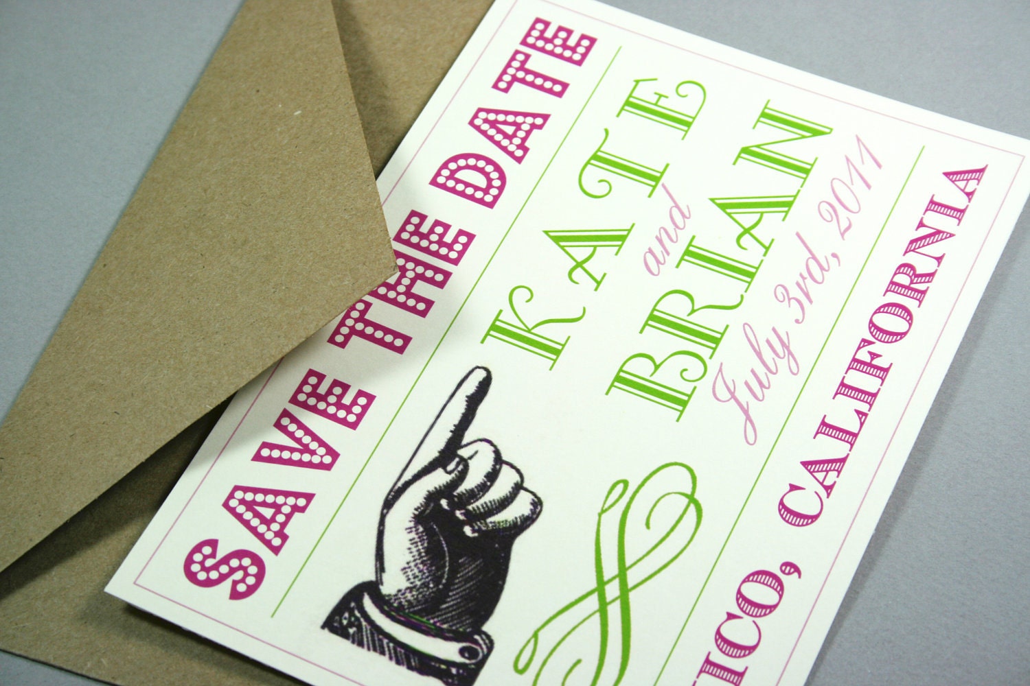 Vintage Fonts Oversize Save The Date Card: customize the colors