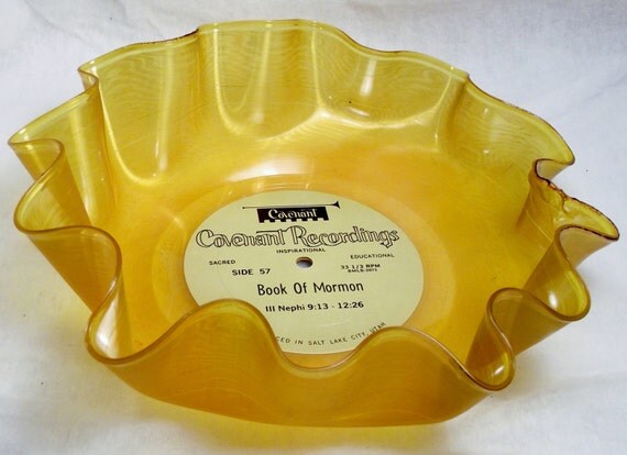 Orange/ Yellow Record Bowls are wonderful decorations for your house and more.