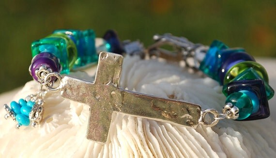 Faith Handmade Lampwork & Sterling Bracelet
