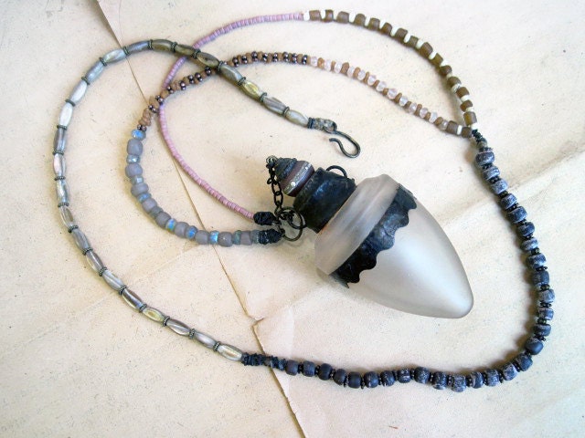 Amphora. Perfume Bottle Pendant Necklace.
