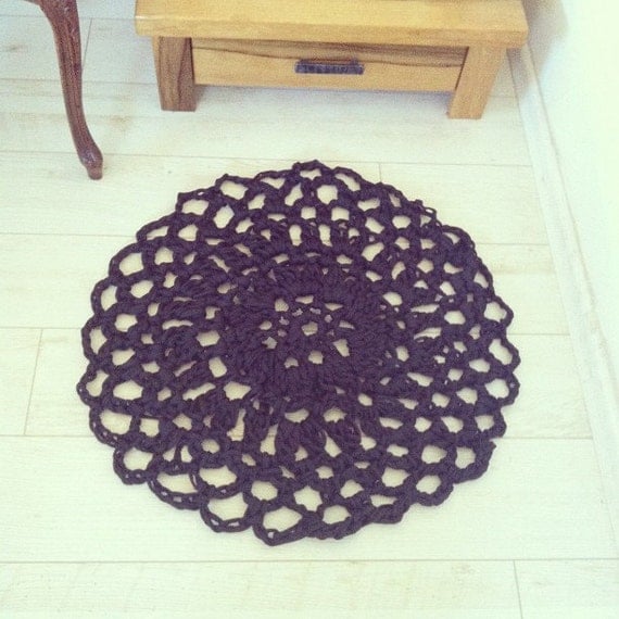 Dark lace Doily Rag Rug Crochet