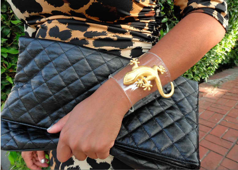 Obscurious Art Nouveau Gecko Lucite Bracelet