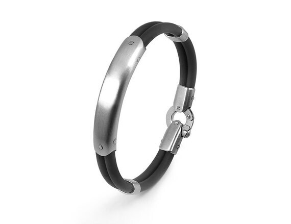 Rubber and Stainless Steel Men Bracelet