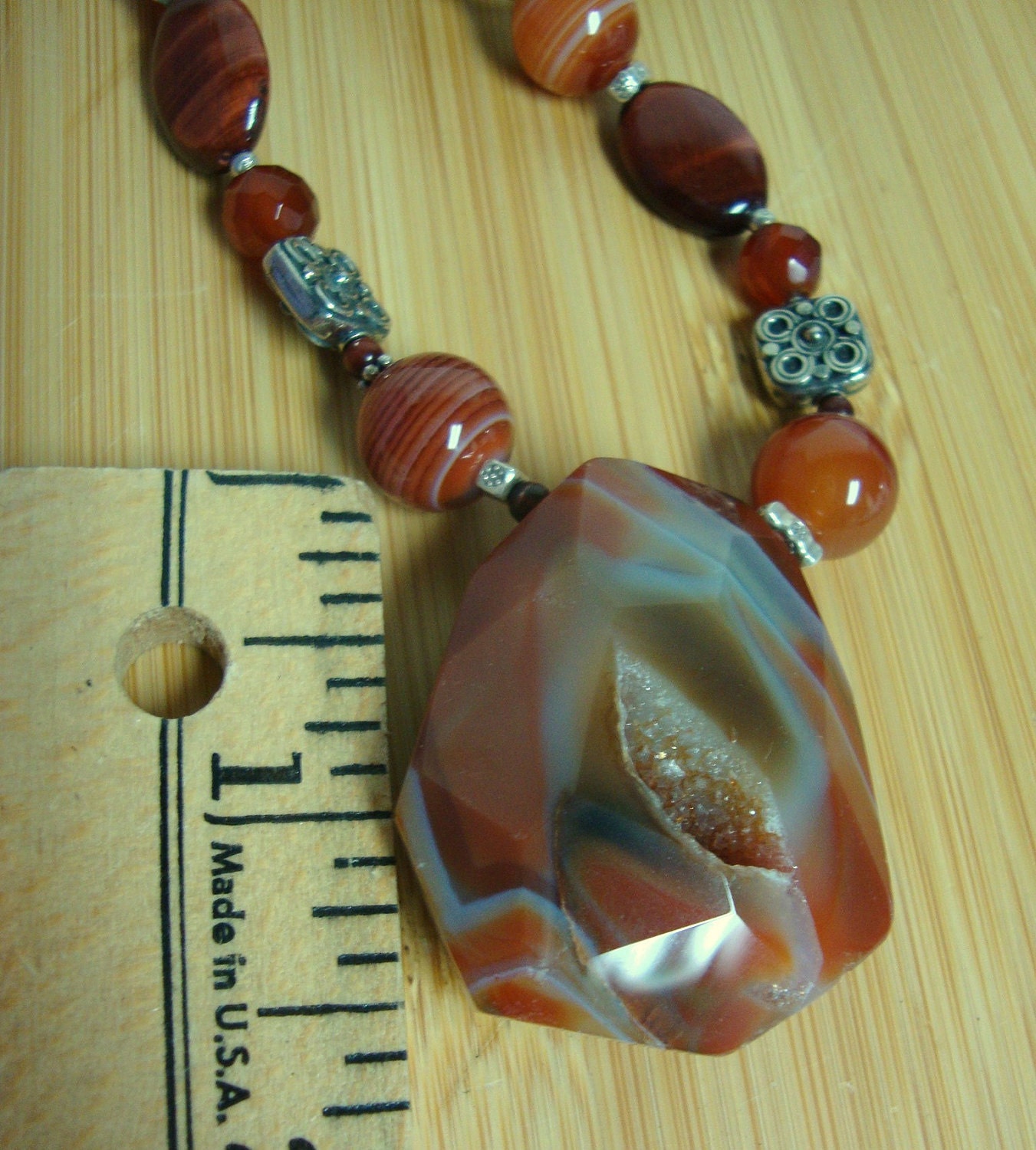 Chunky Carnelian Druzy Necklace Preview 4