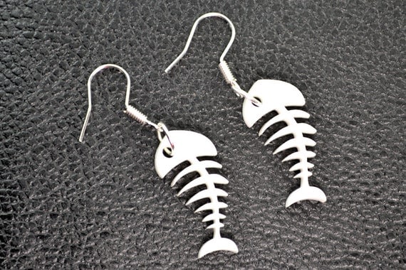 Freaky Fish Bone Laser Cut Acrylic Earrings