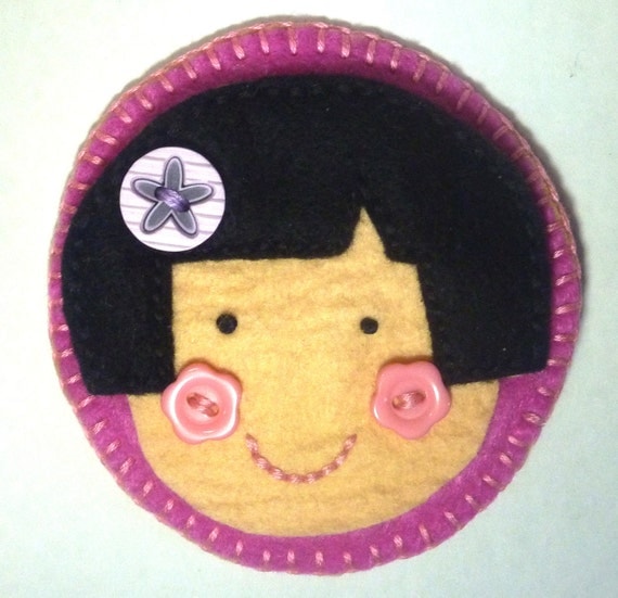 Kawaii Kokeshi Doll Brooch