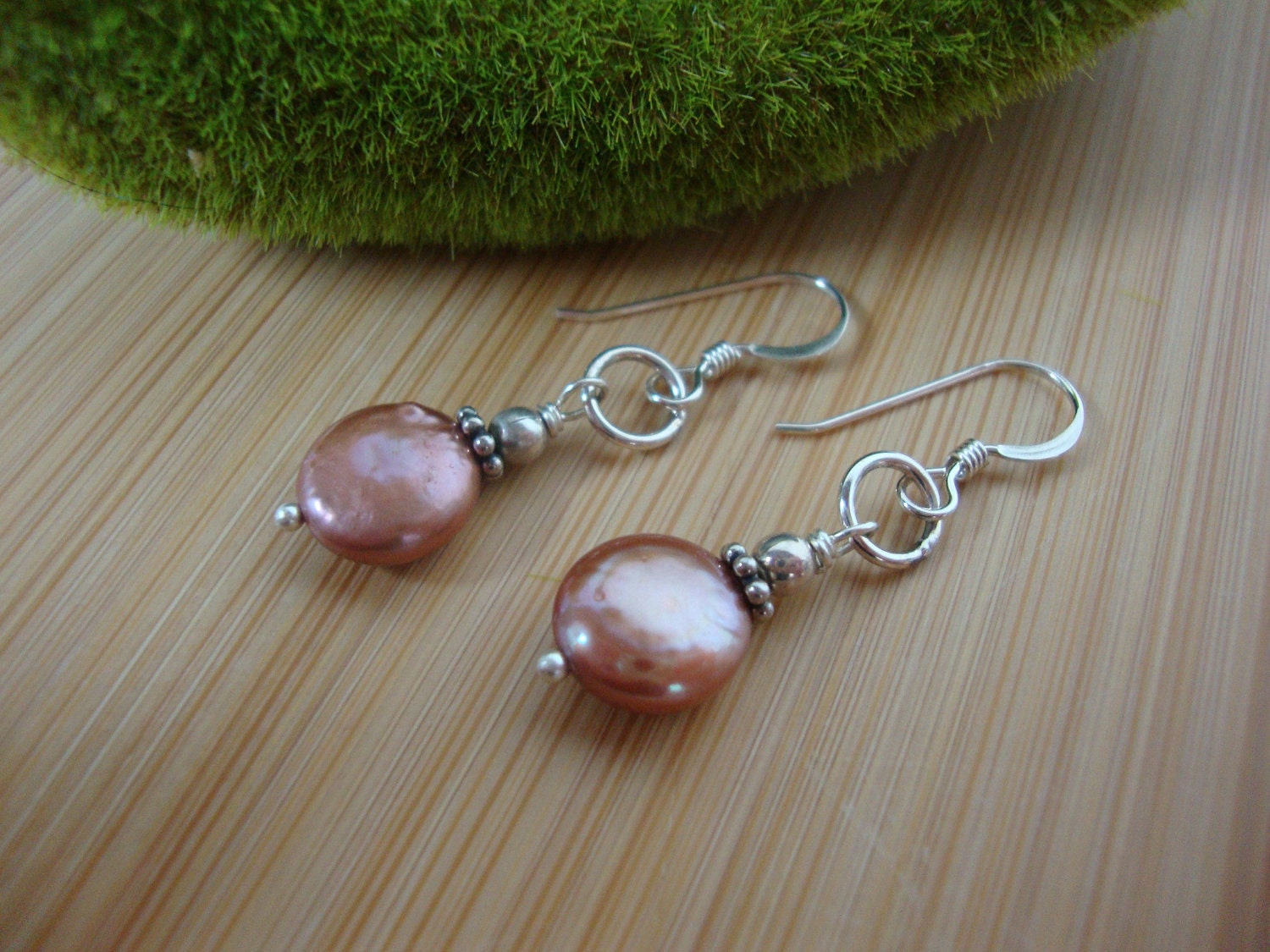 Bronze Coin Pearl Earrings Preview 1