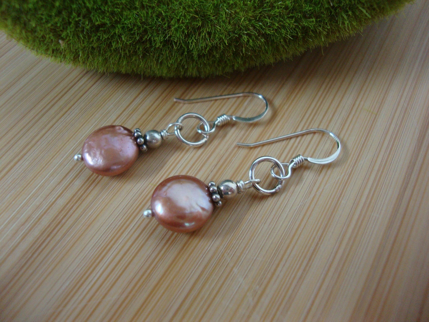 Bronze Coin Pearl Earrings Preview 4