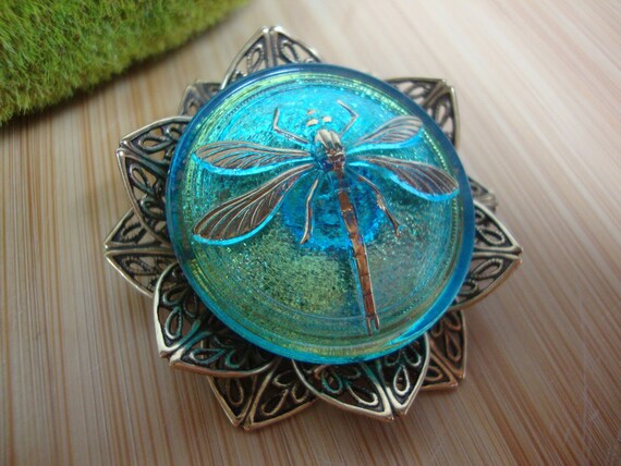 Lotus Glass Dragonfly Pin/Pendant Preview 4