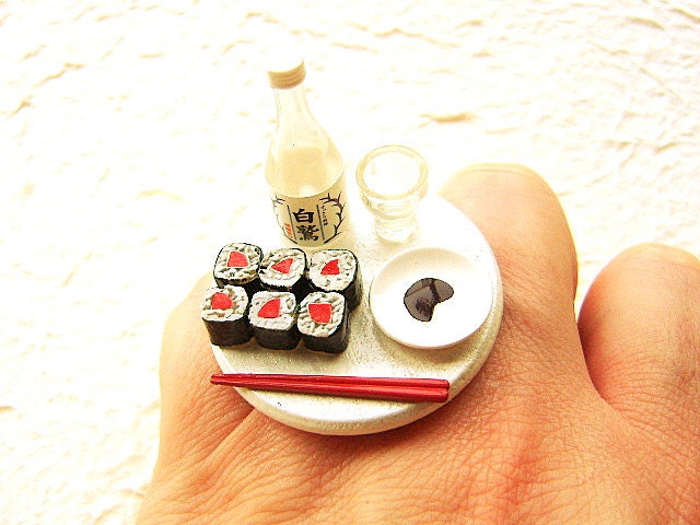 Kawaii Sushi Ring Traditional Japanese Food Jewelry