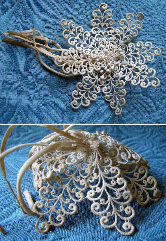 Stuning FRENCH MILLINERY HANDMADE Victorian Lace Flower ooak great for brooch or pin