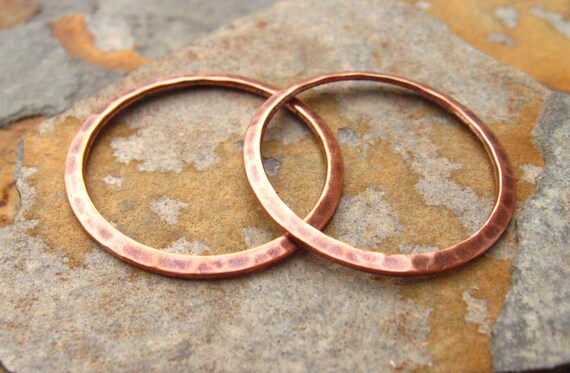 2 Medium Hammered Rings Antique Copper 21.5mm - Trinity Brass Co. LOW SHIPPING