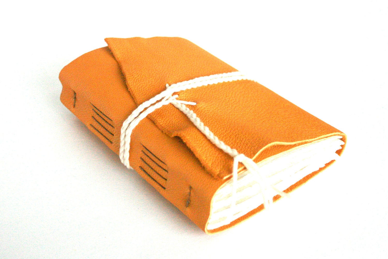 Leather Journal, Gold Yellow, Hand-Bound 4.5 x 6 Journal by The Orange Windmill on Etsy