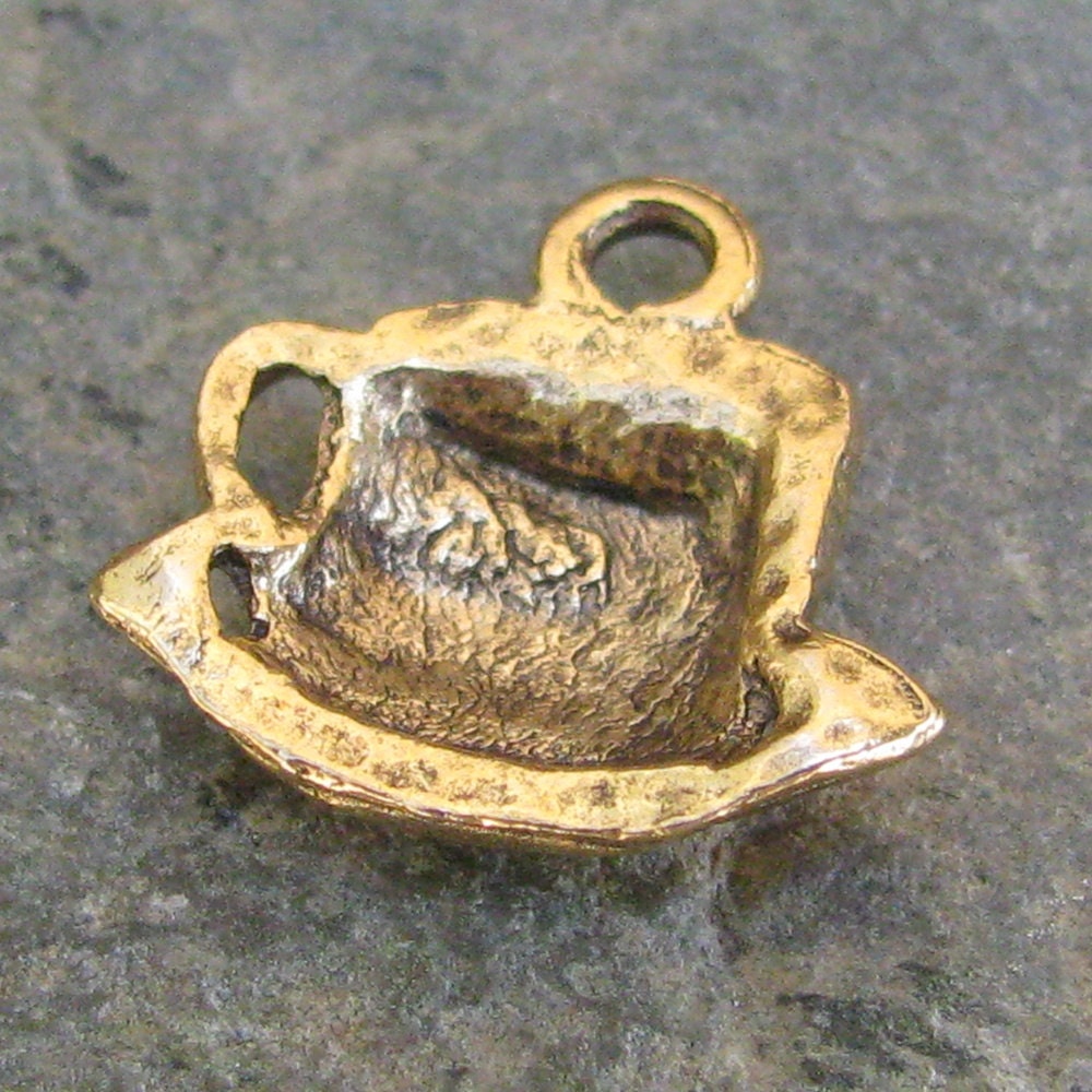 Tea Cup Charms Pewter Plated Antique Gold  Jewelry Findings 717