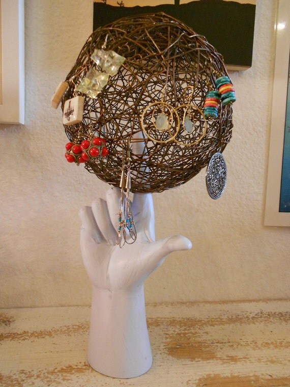 Jewelry Hand Stand, Holds earrings and bracelets, Sculptural object