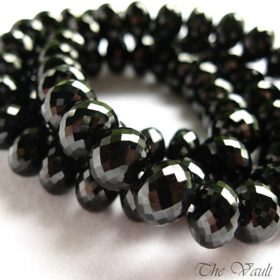 10 Black Spinel 8-8.5mm precision faceted rondelles