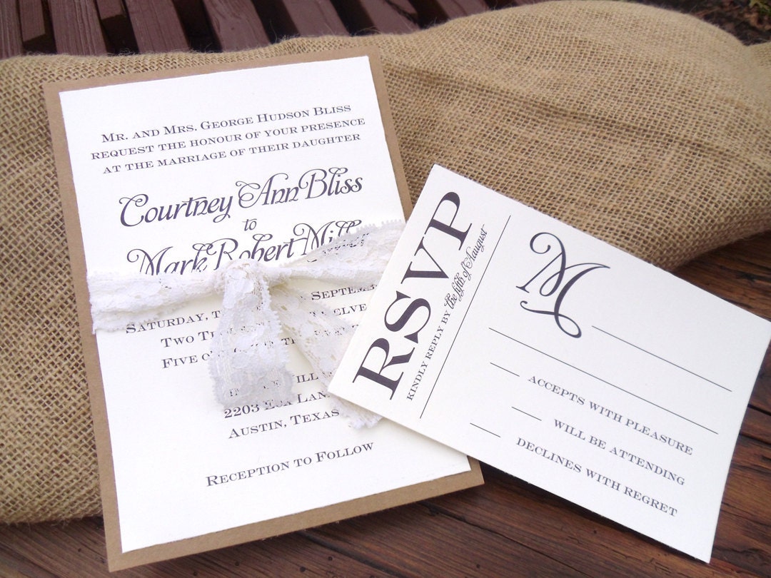 Kraft Paper Lace Wedding Invitation Set 