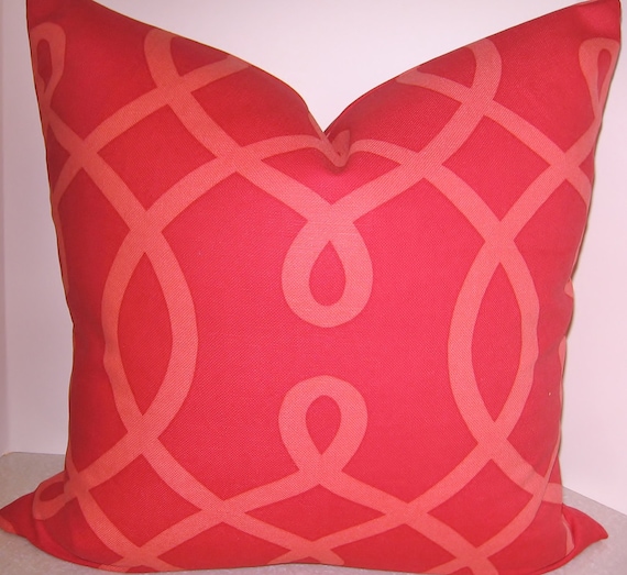 BOTH SIDES 20 X 20 Duralee Cherry Red Geometric pillow cover
