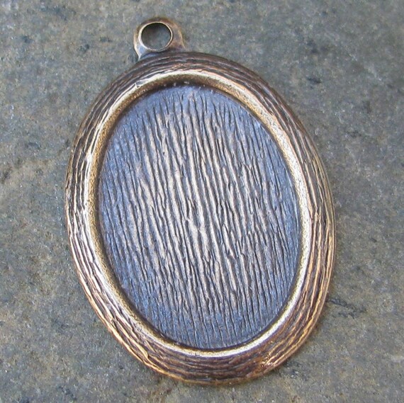 Wood Grain Cameo Setting 18x13 Antiqued Brass Jewelry Findings 1265  - 6 Pcs
