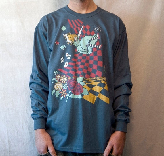 Alice in Wonderland T-shirt, Down the Rabbit Hole Men's Long Sleeve T-shirt