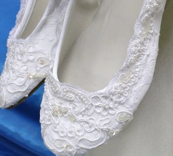 Bridal Flats Lace Embellished White or Ivory From AliceSiouxBridal