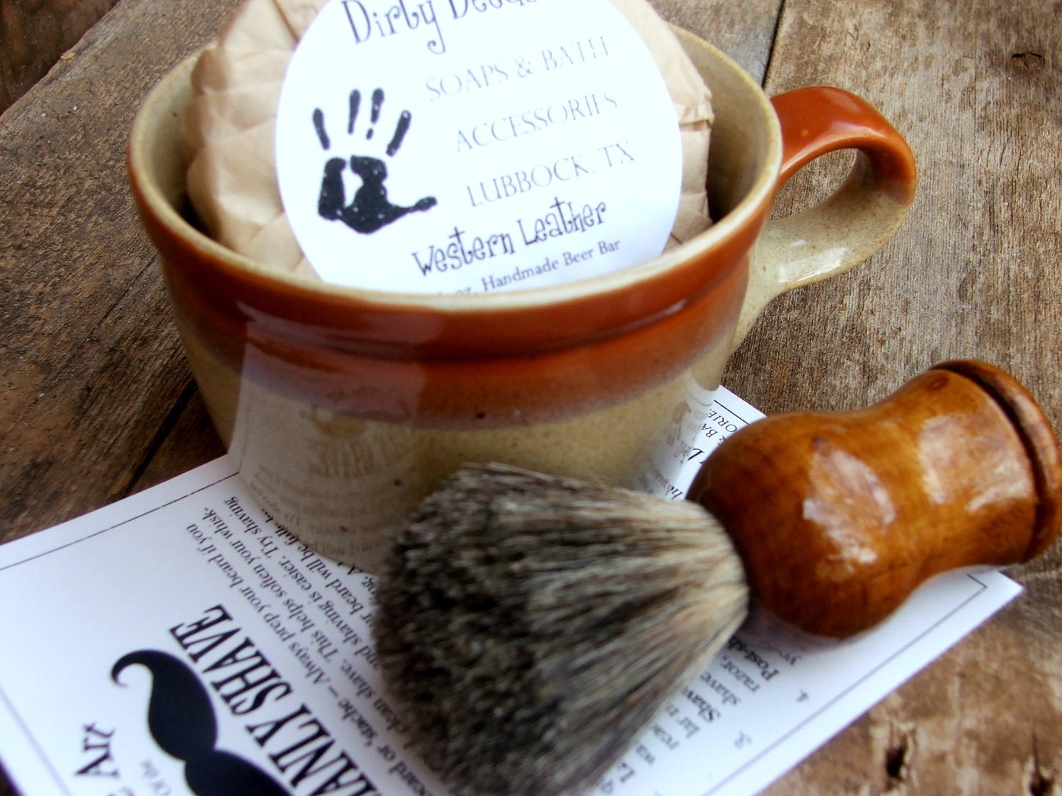 Men's Shaving Gift Set, Shaving Mug Set, Vintage Shaving Mug,  Etsy Grooming Kit, badger  Brush, Handmade Soap