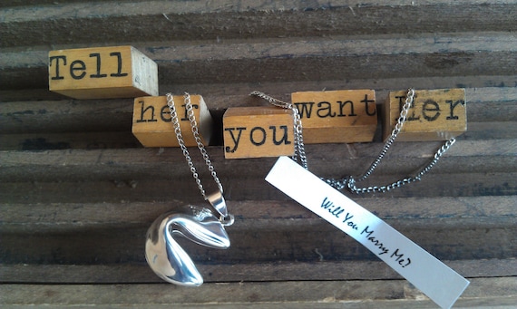 VALENTINE'S DAY Fortune Cookie Proposal / Wish Locket Necklace in Sterling Silver