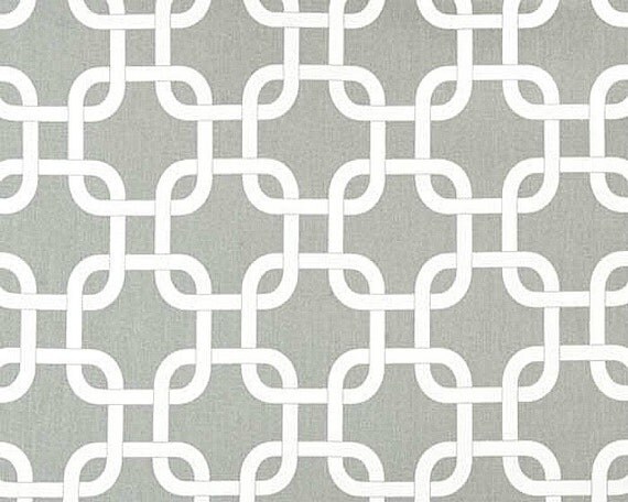 Home Decor Fabric Yardage- Geometric Lattice - Gray and White - 1 Yard