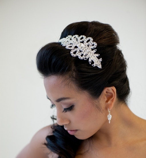 Bridal Headband Crystal Headband Wedding Hair Accessory Ribbon Head Band 